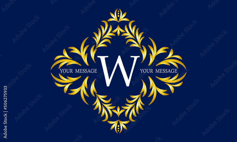Elegant and stylish monogram with the letter W in the center and decorative elements. Luxury logo template. Elegant and stylish monogram with the letter W in the center and decorative elements. Luxury logo template.