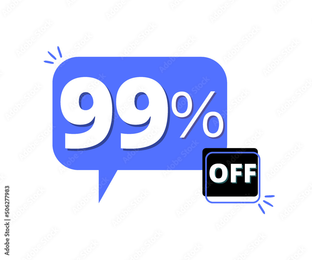 99% discount off with blue 3D thought bubble design 99% discount off with blue 3D thought bubble design