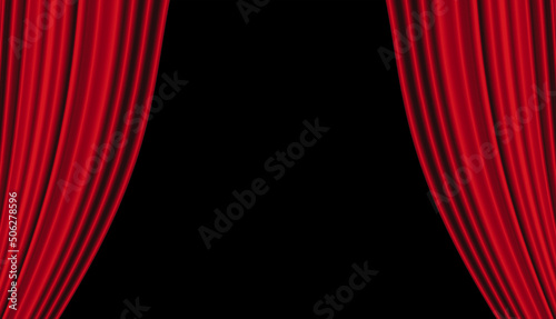 Red curtain with beams of light