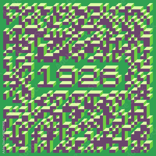 1926 Implementation of Edward Zajec “Il Cubo” from 1971. Essentially a Truchet tile set of 8 tiles and rules for placement art illustration