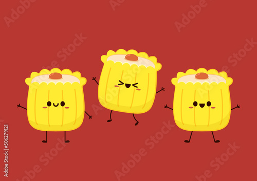 Siu Mai (Shumai) – Chinese steamed dumplings. Siu Mai is Chinese food. cartoon vector.