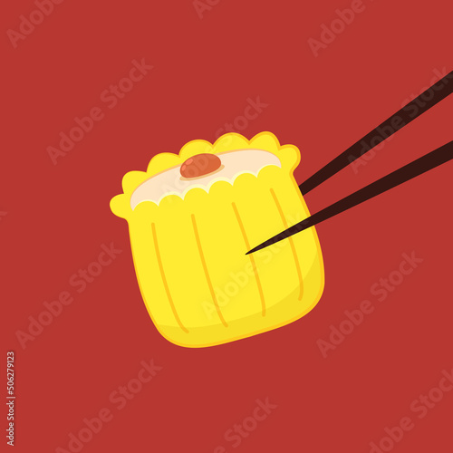 Siu Mai (Shumai) – Chinese steamed dumplings. Siu Mai is Chinese food. cartoon vector.