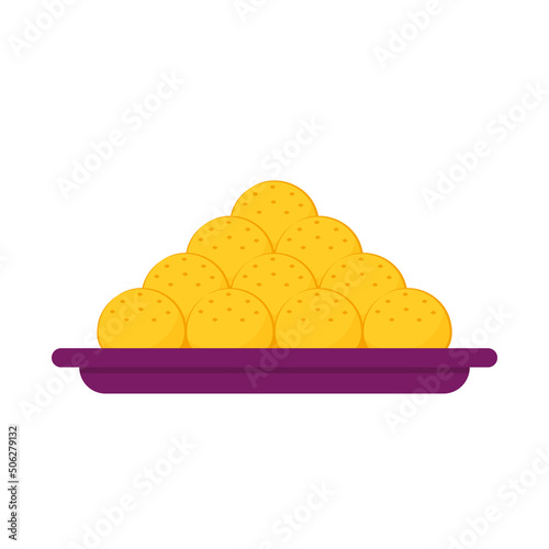 Indian Sweet Laddu. Bundi Laddu. Motichur Laddu. Isolated on white. Gram Flour Balls.
