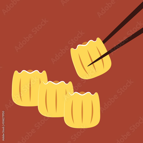 Siu Mai (Shumai) – Chinese steamed dumplings. Siu Mai is Chinese food. cartoon vector.