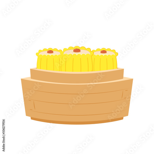 Siu Mai (Shumai) – Chinese steamed dumplings. Siu Mai is Chinese food. cartoon vector.