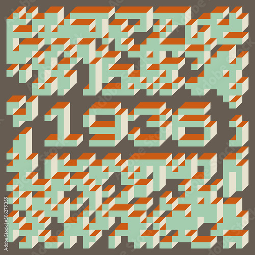 1936 Implementation of Edward Zajec “Il Cubo” from 1971. Essentially a Truchet tile set of 8 tiles and rules for placement art illustration