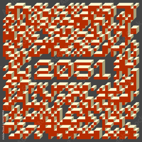 2051 Implementation of Edward Zajec “Il Cubo” from 1971. Essentially a Truchet tile set of 8 tiles and rules for placement art illustration