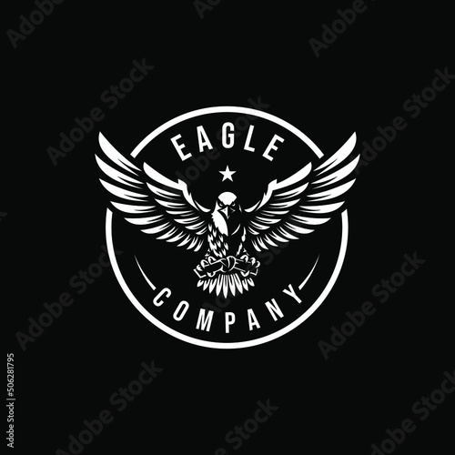 Eagle flying on dark background. Eagle Logo Template
