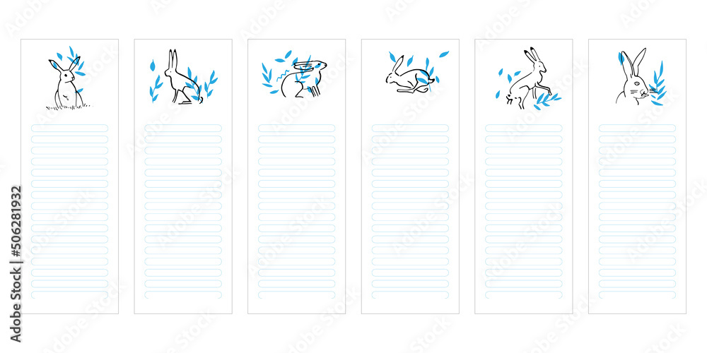 Set of planners and to do list with cute animal s illustrations. Vector sketsh illustration