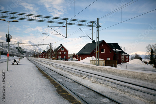 Abisko railway station in Sweden. Swedish Lapland