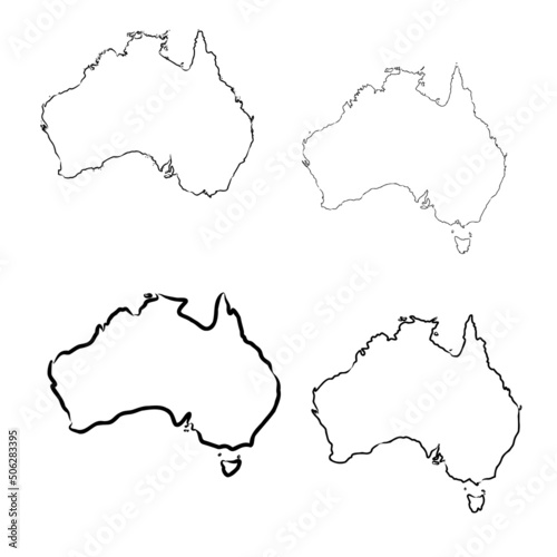 Freehand Australia map sketch on white background. Vector illustration.