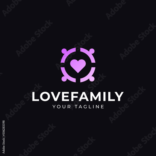 Love Family Heart vector symbol Together logotype abstract line medical health logo icon design Premium Vector