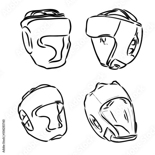 Boxer Helmet sketch icon vector. Hand drawn blue doodle line art Boxer Helmet sign. isolated symbol illustration