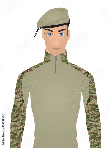 Soldier. front view. vector illustration