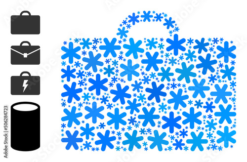 Mosaic case icon is designed for winter, New Year, Christmas. Case icon mosaic is shaped from light blue snow flakes. Some bonus icons are added.