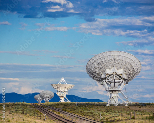 New Mexico blue Skys surround the satellite dish at Very Large Array