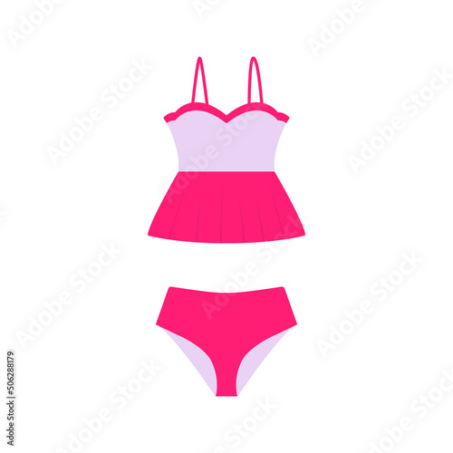 Vector bikini illustration kits. Women's swimming suits for summer vacation. Stylish bikini collection.