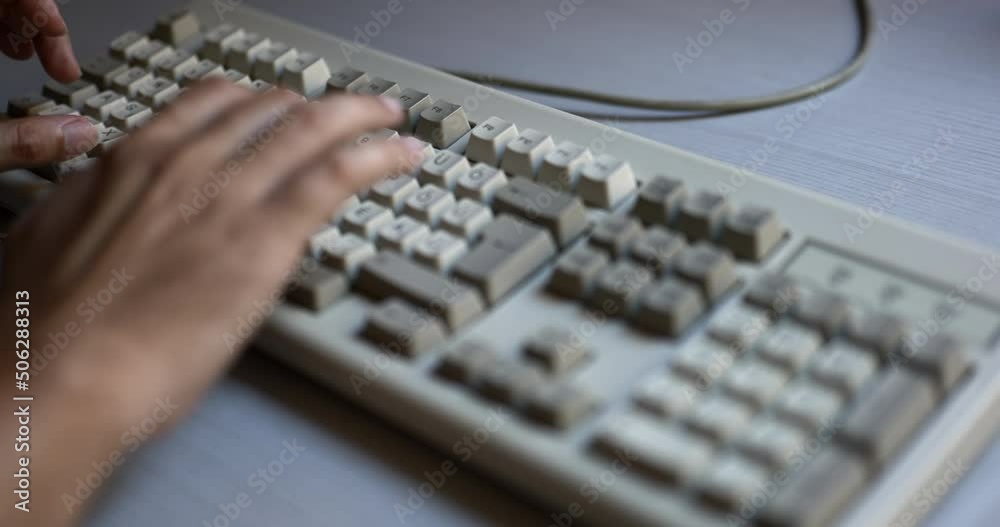 Typing on old PC computer keyboard