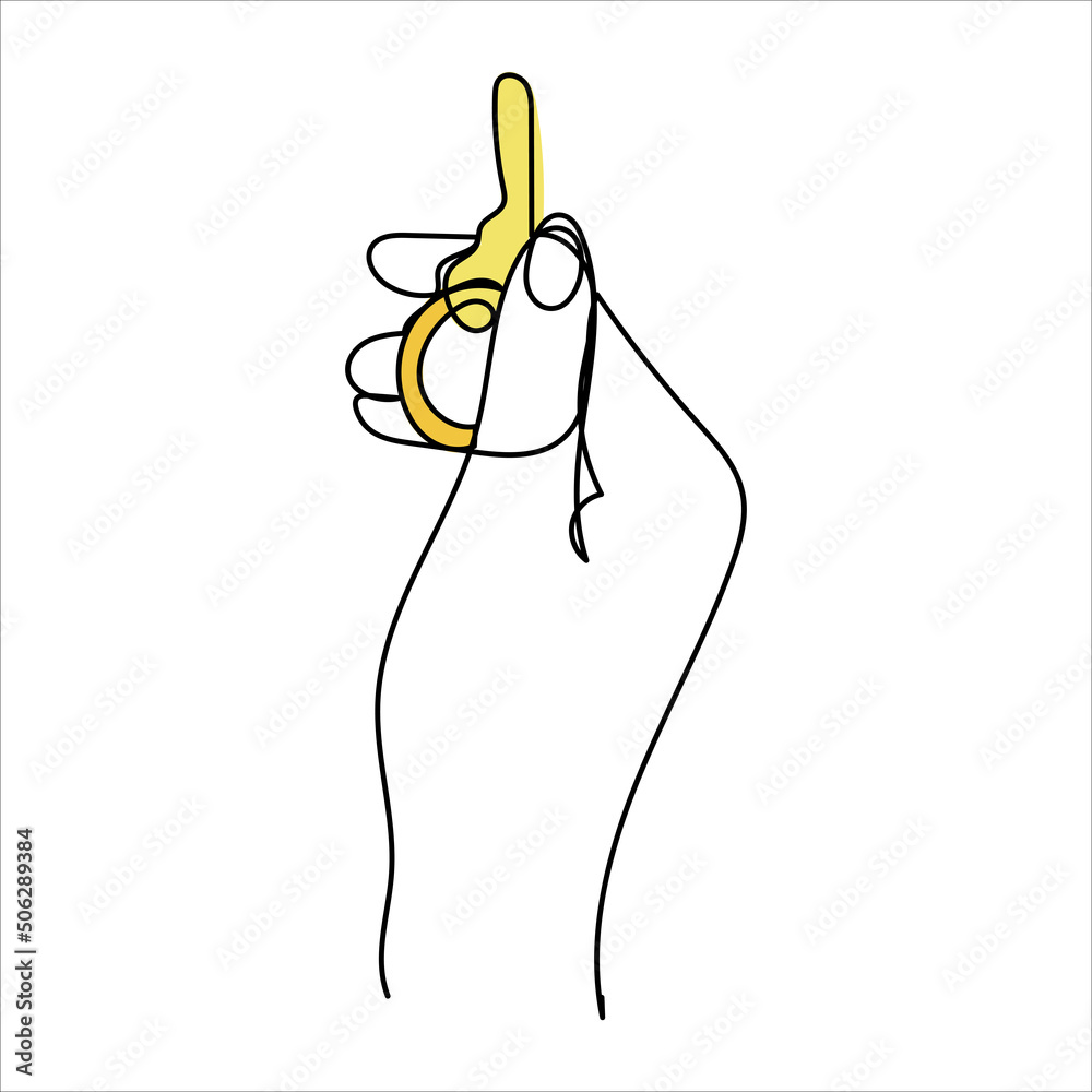 Continuous line drawing. The hand holds the keys to the car or apartment. Real estate sale concept. Vector illustration isolated on white background Continuous line drawing. The hand holds the keys to the car or apartment. Real estate sale concept. Vector illustration isolated on white background