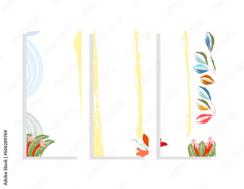 textured  floral  illustration of a set of banners