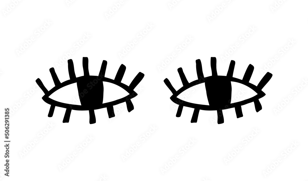 Crazy eyes. Doodle open eye. Abstract hand drawn fun geometric collection. Vector black elements Crazy eyes. Doodle open eye. Abstract hand drawn fun geometric collection. Vector black elements
