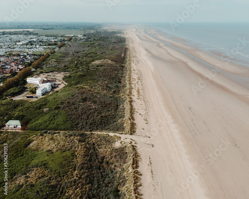 Mablethorpe beach seen from a drone, drone photography, Mablethorpe, England, UK photo