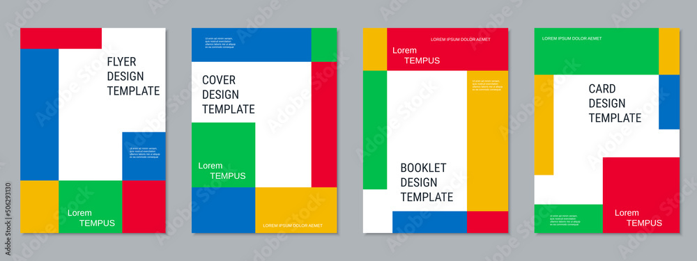 Modern geometric style trendy business flyer, booklet, brochure cover vector design templates collection. A4 format