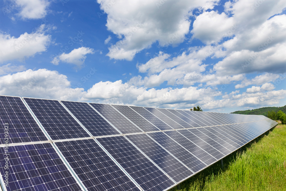 Solar Power Station in the sunny cloudy spring Nature Solar Power Station in the sunny cloudy spring Nature