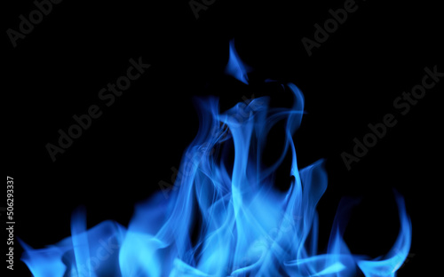 blue fire small sparks isolated on black