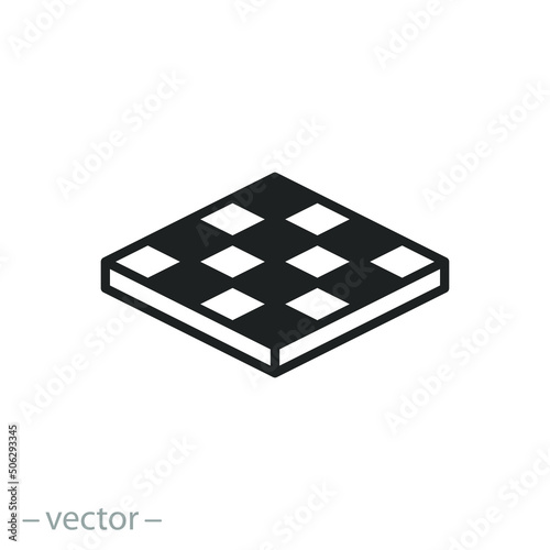 chess board icon, game concept, thin line web symbol on white background - editable stroke vector illustration