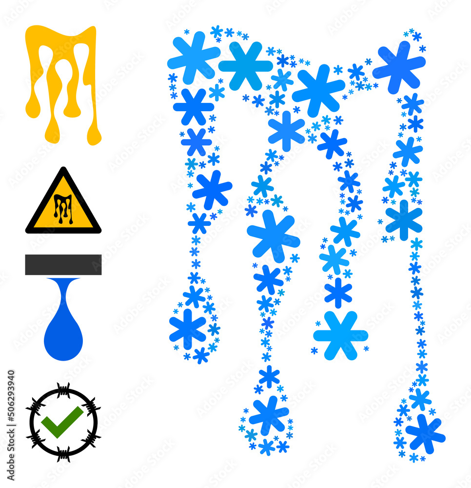 Mosaic sticky honey drops icon is constructed for winter, New Year, Christmas. Sticky honey drops icon mosaic is constructed with light blue snowflakes. Some similar icons are added. Mosaic sticky honey drops icon is constructed for winter, New Year, Christmas. Sticky honey drops icon mosaic is constructed with light blue snowflakes. Some similar icons are added.
