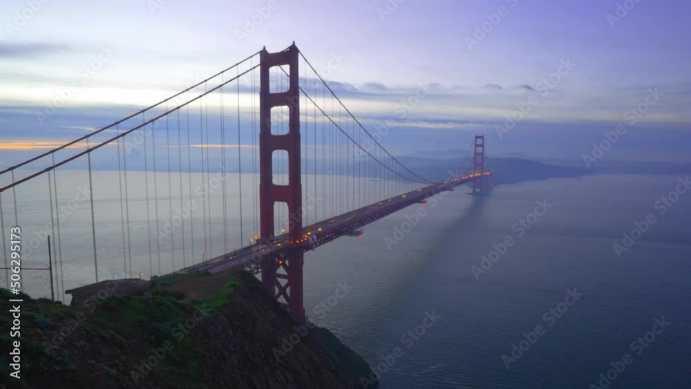 Time lapse at San Francisco Golden Gate Bridge at Twilight Blue Hour. California, USA Time lapse at San Francisco Golden Gate Bridge at Twilight Blue Hour. California, USA