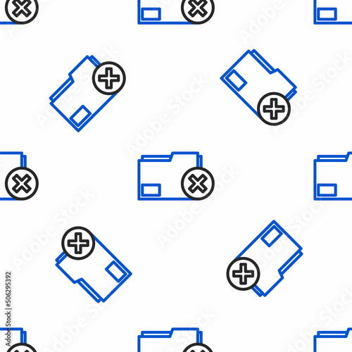 Line Delete folder icon isolated seamless pattern on white background. Delete or error folder. Close computer information folder. Colorful outline concept. Vector © Oksana