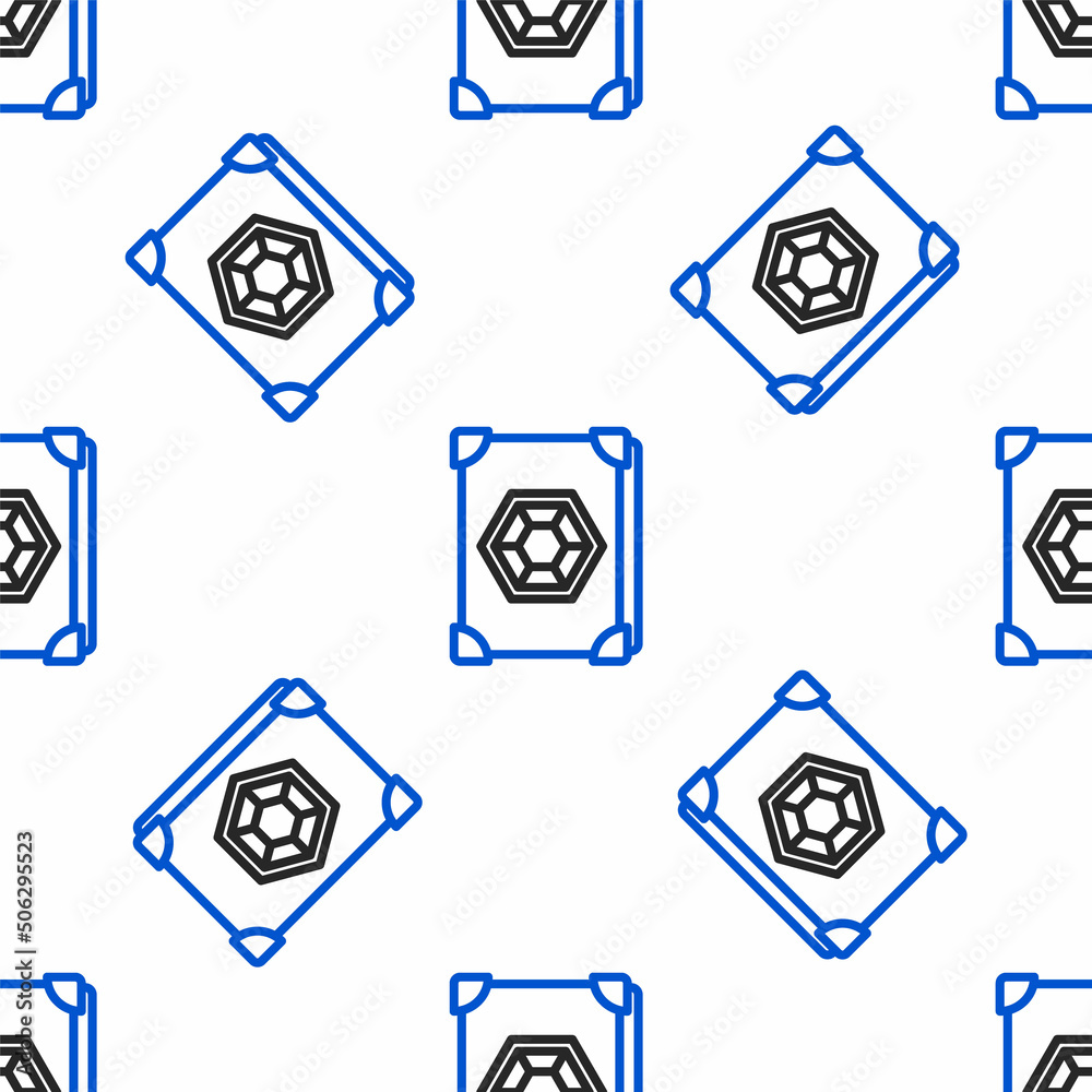 Line Ancient magic book with alchemy recipes and mystic spells and enchantments icon isolated seamless pattern on white background. Colorful outline concept. Vector Line Ancient magic book with alchemy recipes and mystic spells and enchantments icon isolated seamless pattern on white background. Colorful outline concept. Vector