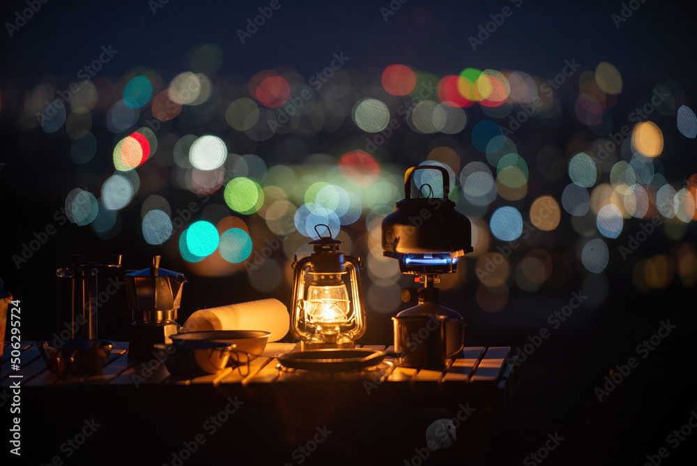 夜景とランタン