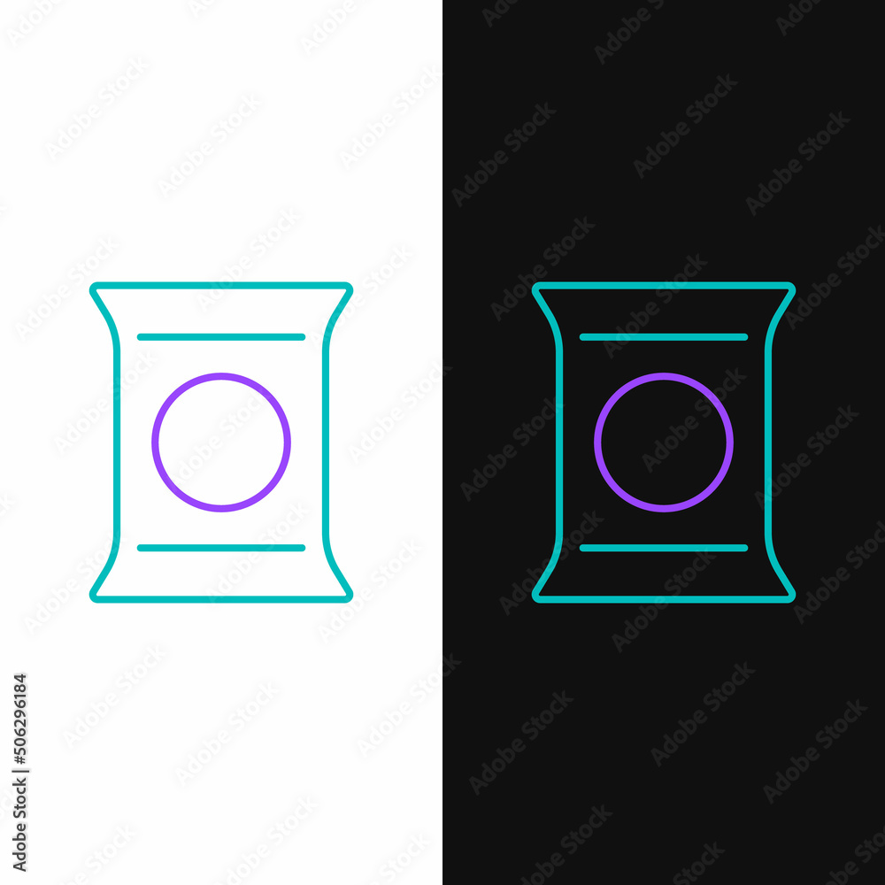 Line Bag or packet potato chips icon isolated on white and black background. Colorful outline concept. Vector Line Bag or packet potato chips icon isolated on white and black background. Colorful outline concept. Vector