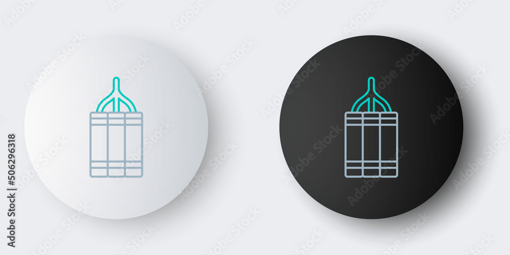 Line Detonate dynamite bomb stick icon isolated on grey background. Time bomb - explosion danger concept. Colorful outline concept. Vector Line Detonate dynamite bomb stick icon isolated on grey background. Time bomb - explosion danger concept. Colorful outline concept. Vector