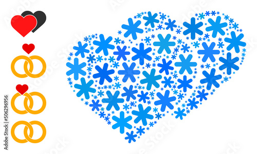 Mosaic love shadow icon is constructed for winter, New Year, Christmas. Love shadow icon mosaic is made with light blue snow icons. Some bonus icons are added.