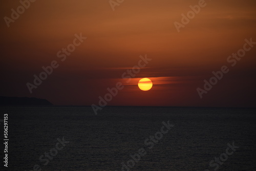 Beautiful sunset over the sea in Corfu island, Greece 