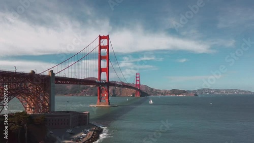 San Francisco Golden Gate Bridge daytime with sail boat. California, USA