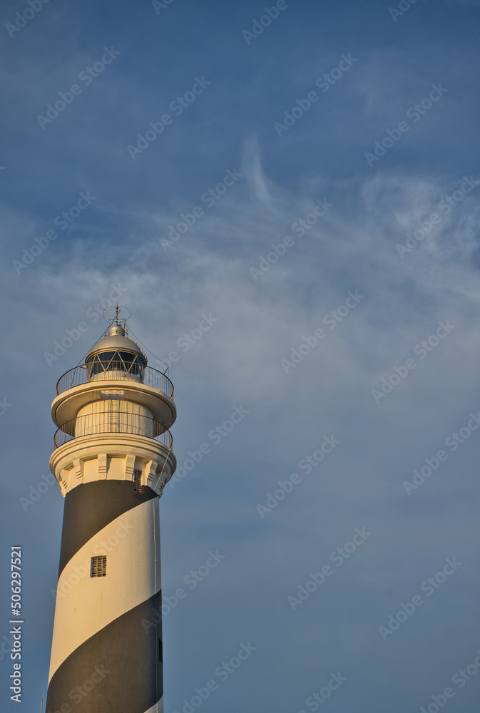 Favaritx lighthouse in Menorca island, Balearic islands, Spain