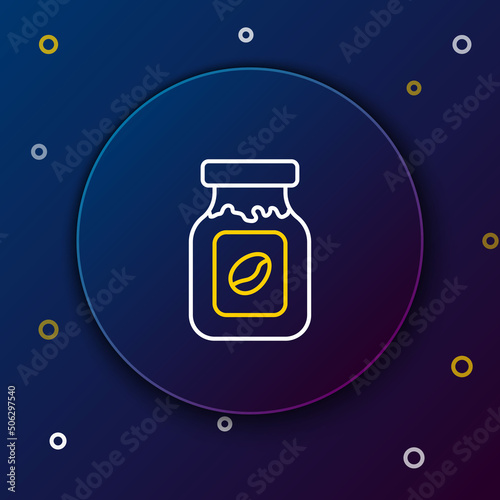 Line Coffee jar bottle icon isolated on blue background. Colorful outline concept. Vector