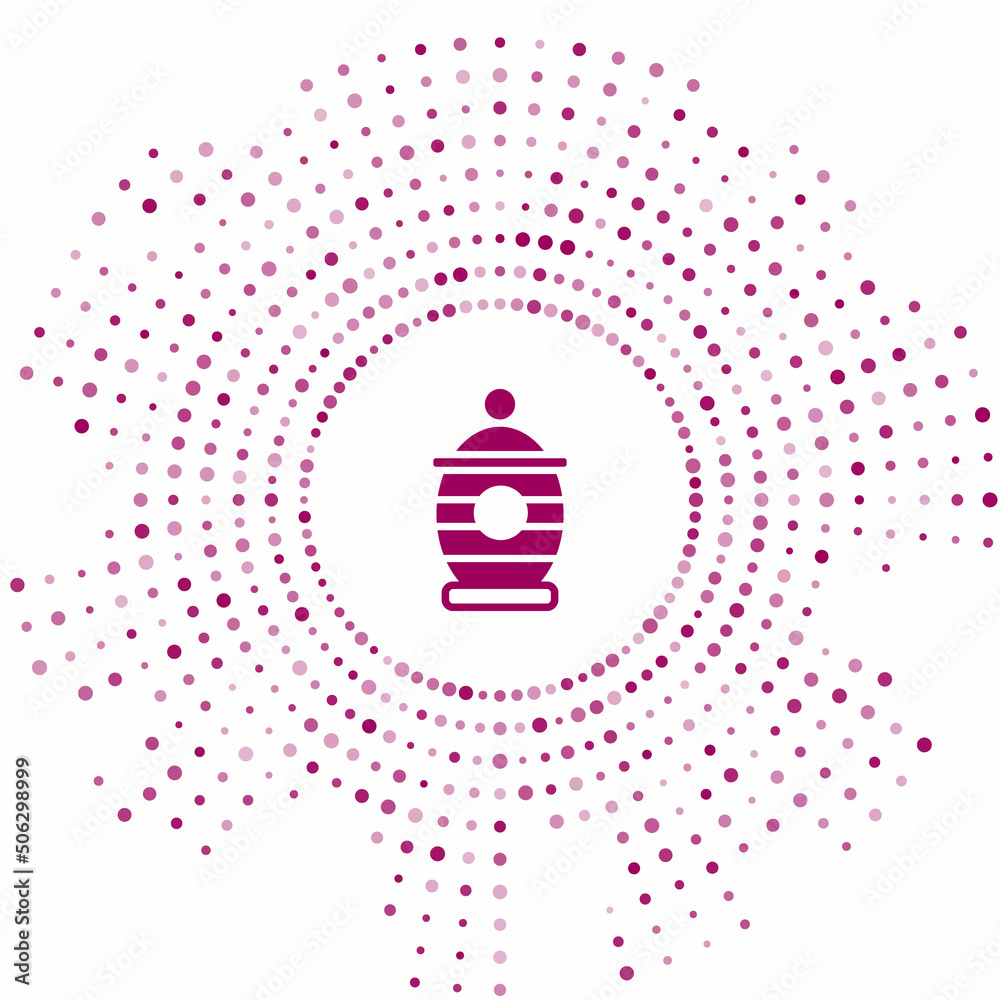 Purple Funeral urn icon isolated on white background. Cremation and burial containers, columbarium vases, jars and pots with ashes. Abstract circle random dots. Vector Purple Funeral urn icon isolated on white background. Cremation and burial containers, columbarium vases, jars and pots with ashes. Abstract circle random dots. Vector