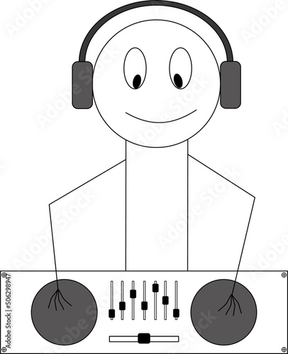 Man plays a musical instrument songs and melody in headphones