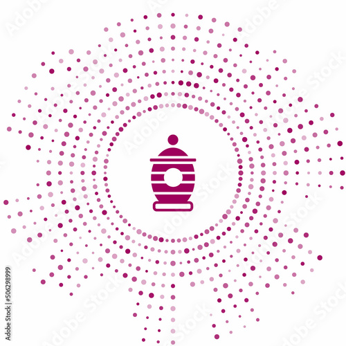 Purple Funeral urn icon isolated on white background. Cremation and burial containers, columbarium vases, jars and pots with ashes. Abstract circle random dots. Vector