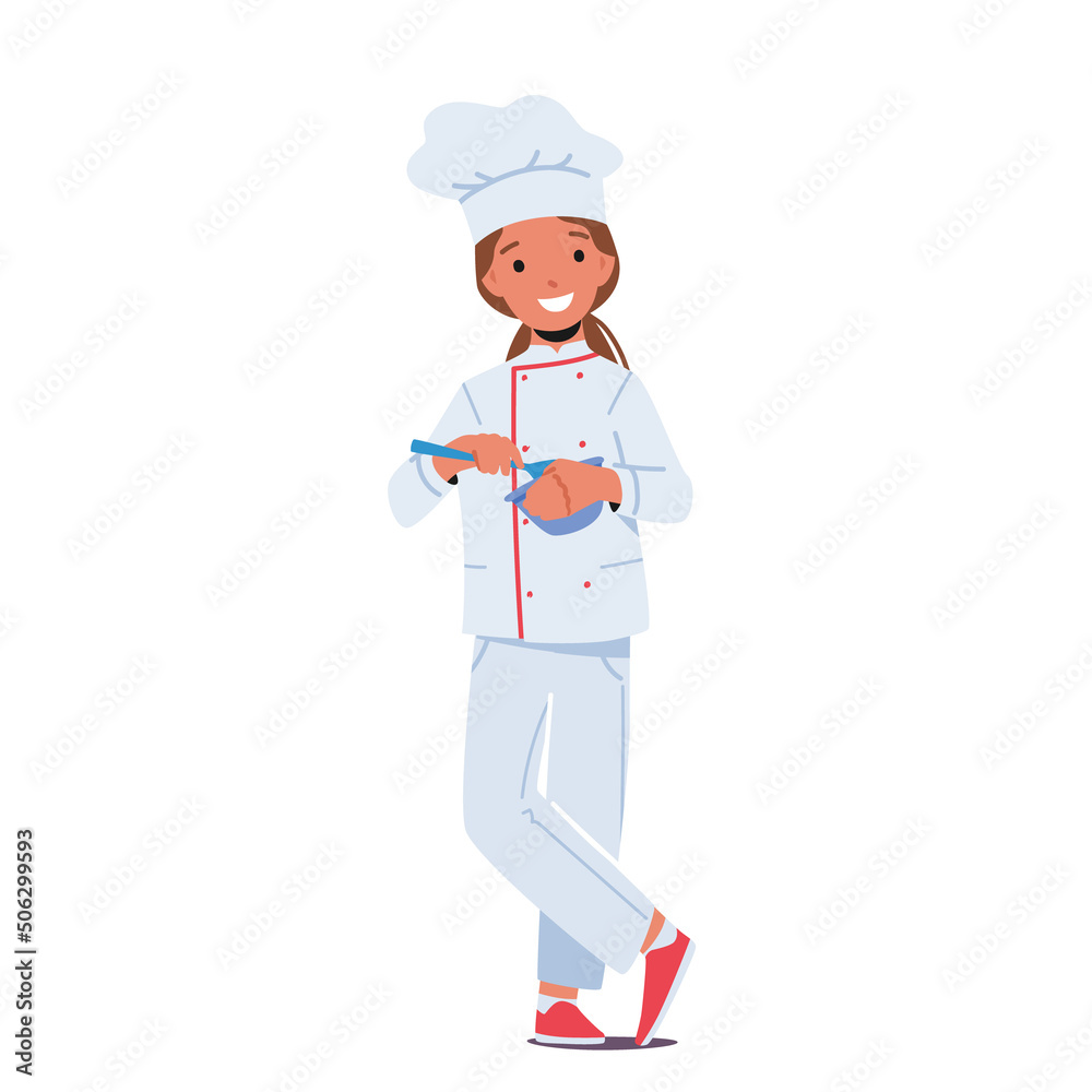 Kid Professions Concept. Little Girl Play Chef Cooker Character. What I Want to Be When Grow Up, Children Education Kid Professions Concept. Little Girl Play Chef Cooker Character. What I Want to Be When Grow Up, Children Education