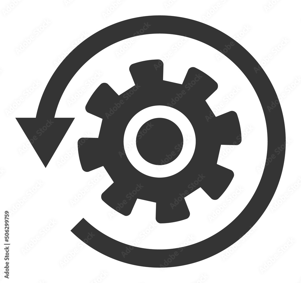 Gear rotation vector illustration. Flat illustration iconic design of gear rotation, isolated on a white background. Gear rotation vector illustration. Flat illustration iconic design of gear rotation, isolated on a white background.