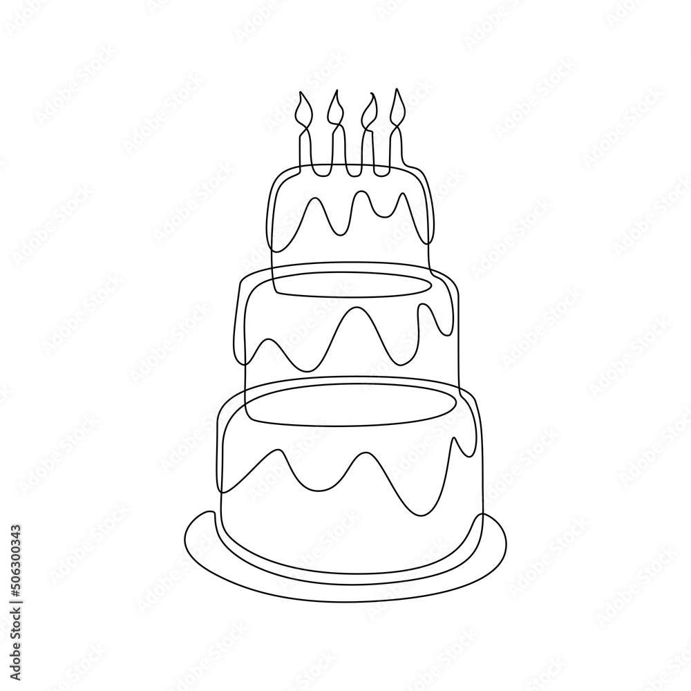 Drawn Candle Simple  Happy Birthday Cakes Drawings Step By Step  Free  Transparent PNG Clipart Images Download
