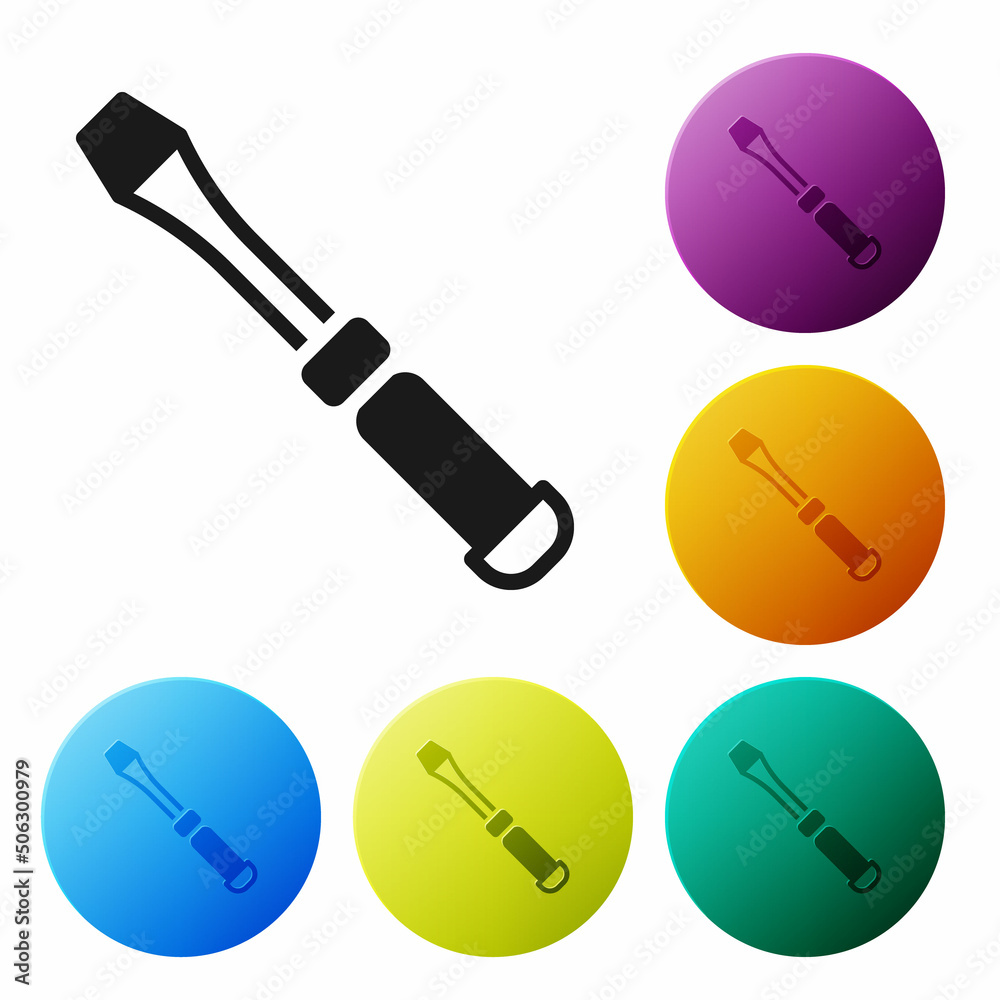 Black Screwdriver icon isolated on white background. Service tool symbol. Set icons in color circle buttons. Vector Black Screwdriver icon isolated on white background. Service tool symbol. Set icons in color circle buttons. Vector