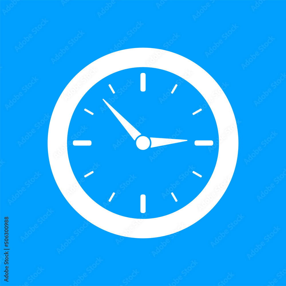 Clock icon isolated on blue background. Vector illustration. Clock icon isolated on blue background. Vector illustration.